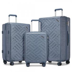 [MissLulu Bags] Puzzle Design ABS+PC Luggage Set 20"/24"/28" Durable Hard Shell Suitcases with TSA Lock - Denim Blue