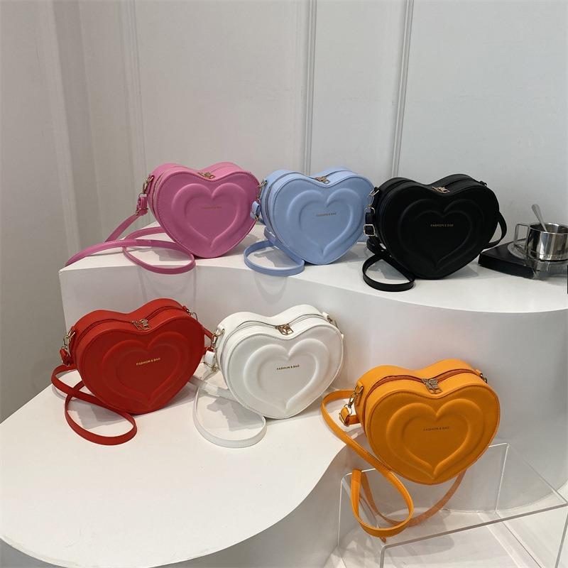 Product Introduction of 2025 New Candy Color Heart Shape Woman's Bags Fashion Korean Style Lady's Shoulder Bags PU Leather Crossbody Bags 0