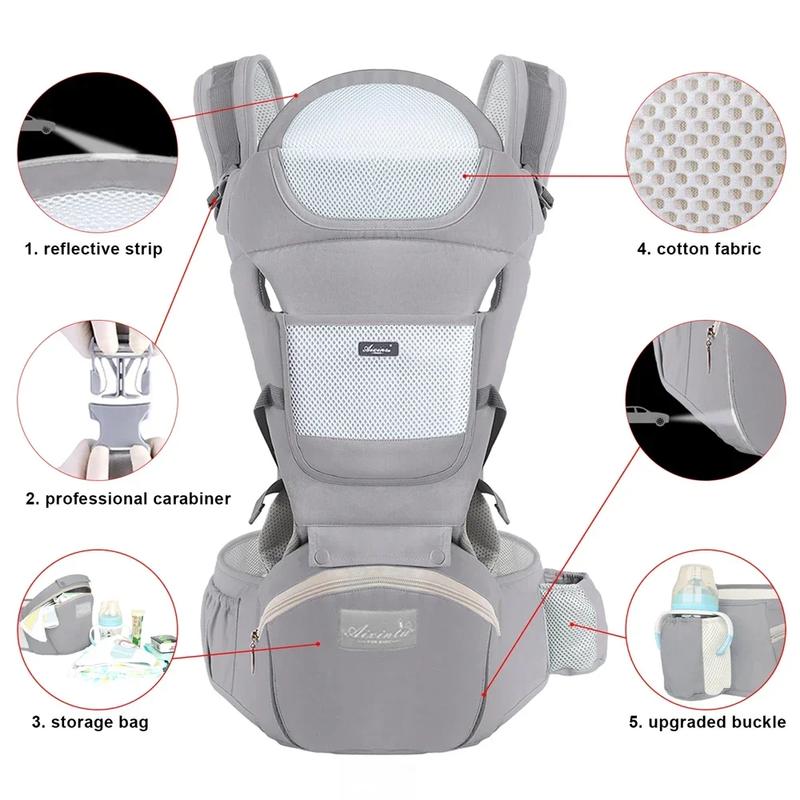 Product Introduction of New Adjustable Ergonomic Baby Carrier Four Seasons Universal Baby Carrying Bag Waist Stool Strap Portable & Multifunctional 14