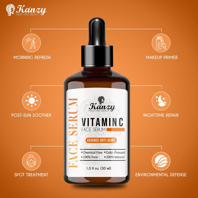 Kanzy Vitamin C Serum for Face with 20% Hyaluronic Acid 30 ml Discoloration Correcting Serum for Even Tone Complexion to Boost Skin Collagen and Elasticity Face Serum for Women & Men 3