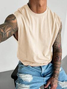 【TDOTW】Men's Solid Color Racer Back Tank Top, Regular Fit Casual Comfy Sleeveless Top for Summer, Men's Clothes for Daily Wear