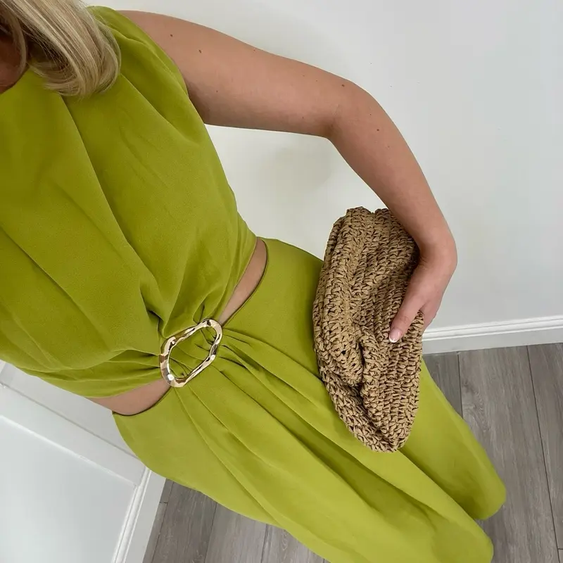 Women's Casual Maxi Cut Out Buckle Dresses - 3 COLOURS - Womenswear