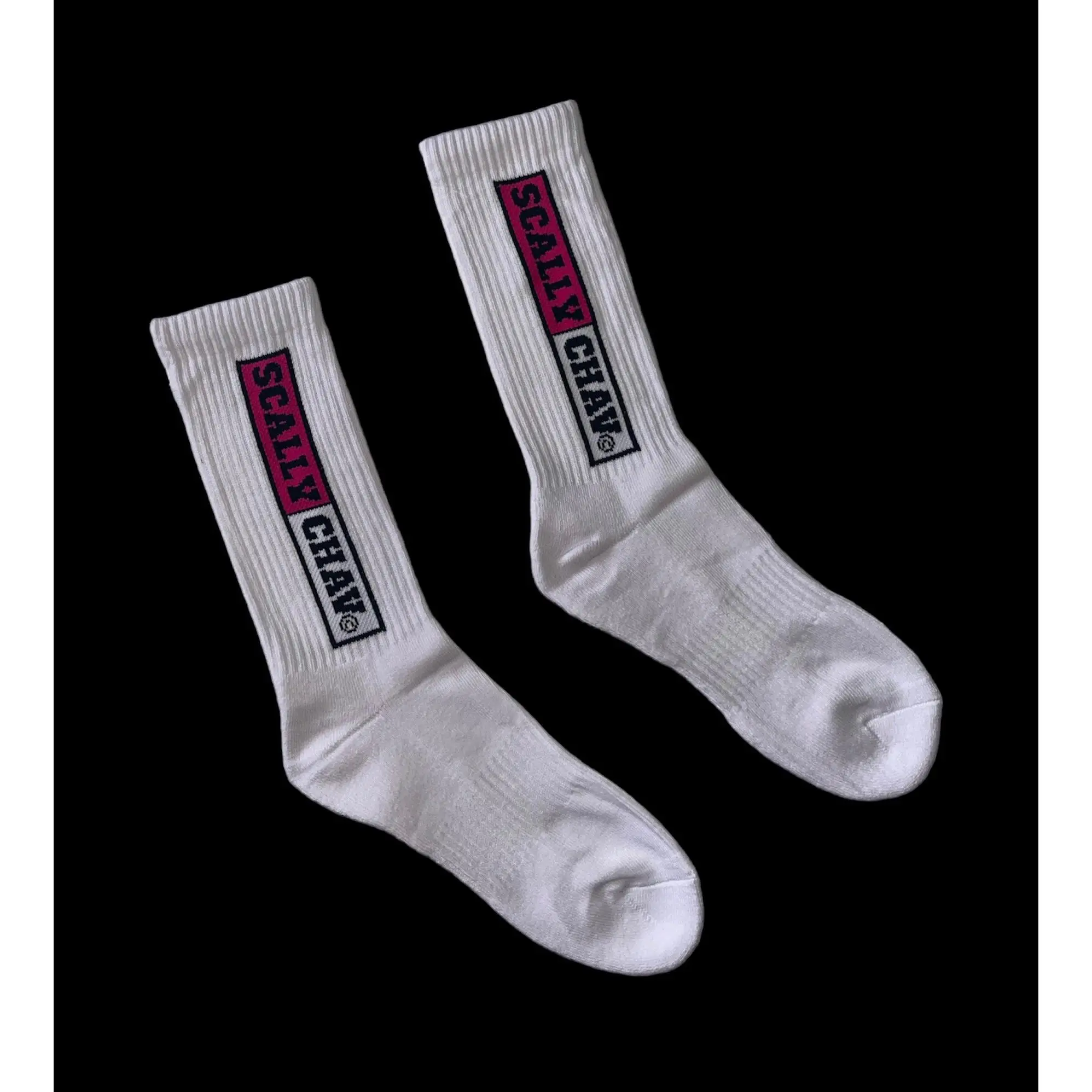 WHITE PINK LOGO CLASSIC CREW SOCK