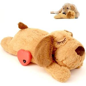 Dog Anxiety Companion Sleep Simulation Heartbeat Plush Toy, Cute Dog Calming Plush Toy, Pet Chew & Interactive Toy, Durable Chew Stick, Dog & Cat Accessories, Calming Puppy Essentials