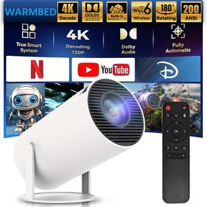 Portable smart projector with automatic step correction, WiFi and Bluetooth connection, 180-degree rotatable Angle, HDTV/USB interface. The best companion gift for 2025, HY300 projector