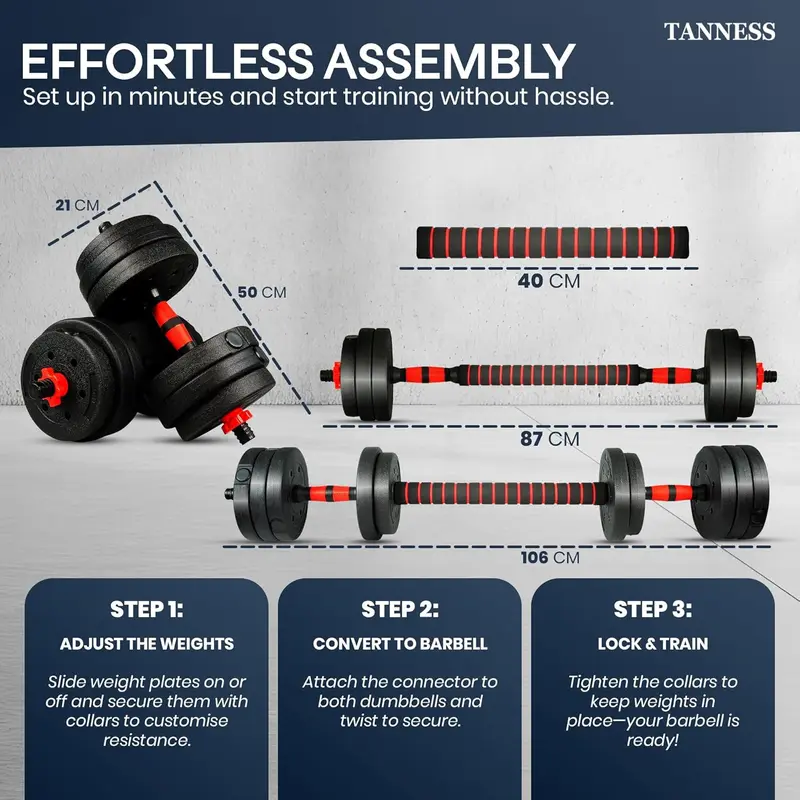 Dumbbells Set - 2 in 1 Adjustable Dumbbells - Dumbbell Sets for Men and Women - Barbell Weights Set with Connecting Rod - Dumbbell Pair - Gym Equipment - Exercise Equipment for Home Use adjustable  dumbbells swing  weights lifting  straps weights dumbbell 6