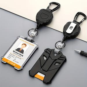 Retractable Heavy Duty Badge Reel, 1/10 Sets Keychain Badge Reel with Id Badge, Portable Hard Plastic Card Holder for Students & Workers