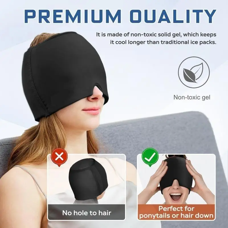 Migraine Headache Relief Cap, Gel lce Head Wrap for Tension and Stress Relief.Suitable for Home breaks, before sleep, office 1