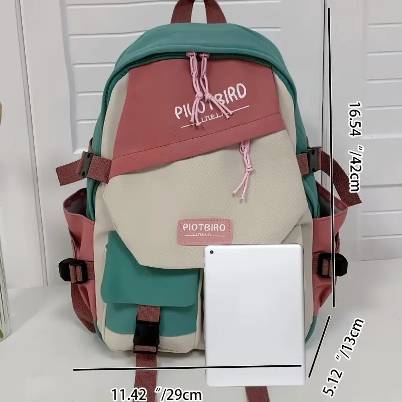 Stylish Ultra-Light Colorblock Backpack - Durable Nylon with Secure Zip, Perfect for College, Travel & Daily Outings 3