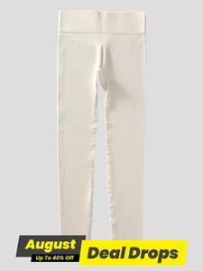 Women's Solid High Waist Sports Leggings, Casual Comfy Breathable Skinny Pants for Yoga Gym Workout Running, Women Sport & Outdoor Clothing for Spring & Fall