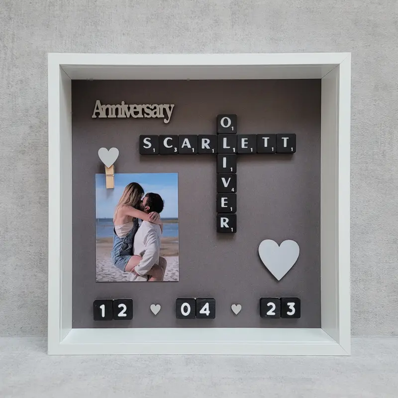 3. Love Photo Frame | Scrabble Picture | Scrabble Frame | Acrylic Frame - H27cm x W27cm x D6cm | Word Art | Personalised Handmade Gift | Any Occasion | Love Couples Relationship Valentine's Engaged Engagement Wedding Day Mr Mrs Anniversary Family New Home 3
