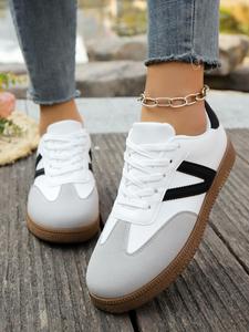 Women's Fashionable Plain Color Lace Up Sneakers, Casual Comfortable Breathable Sports Running Shoes, All-match Basic Shoes for Daily Wear, Athletic Shoes, Outdoor Shoes