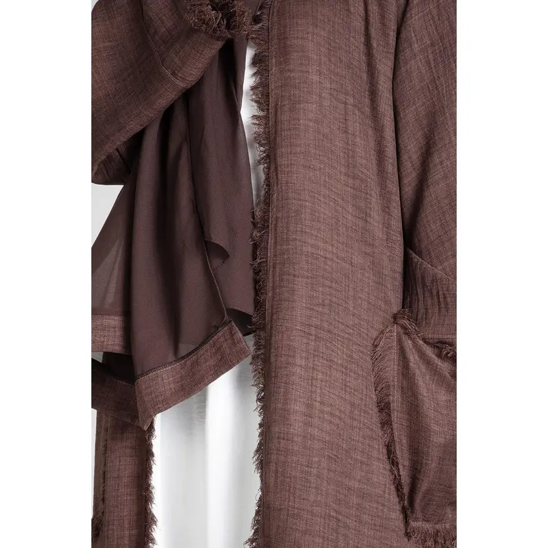 Pastel Brown Linen Kimono 8