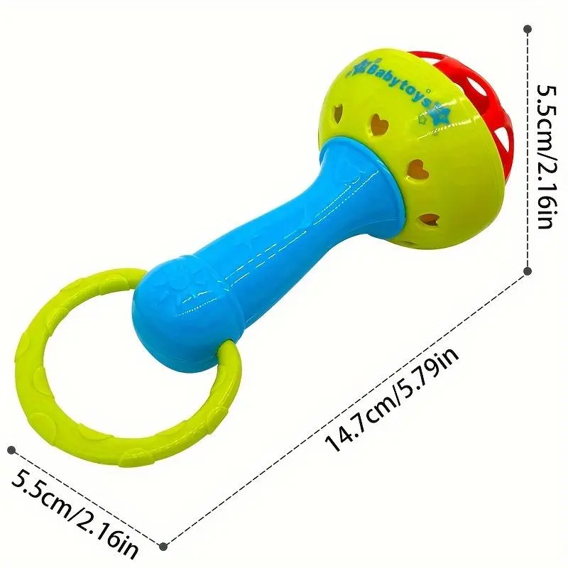 Vibrating Youngsters Hand Rattle Toy - Develops Grip Strength, Soothes and Enhances Hearing, Ideal Christmas and Halloween Gift for 0-3 Year Olds, Durable Green/Yellow ABS Resin, 2024 Style 3