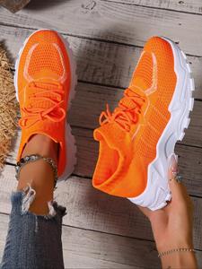 Women's Fashionable Plain Color Lace Up Low Top Sneakers, Casual Breathable Comfortable Sports Running Shoes, All-match Basic Shoes for Daily Wear