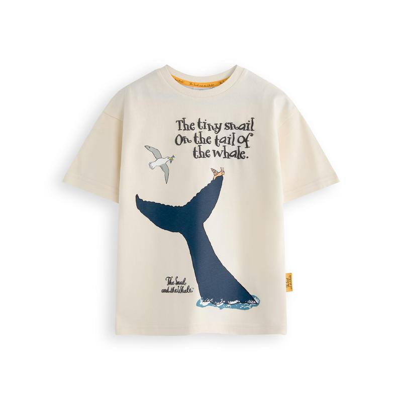 Vanilla Underground x Gruffalo & Friends Unisex Kids Beige The Snail & The Whale Short Sleeved T-Shirt 0