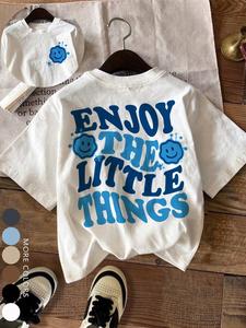 Women's Letter Print Round Neck Graphic Tee, Vintage Cute Trendy Casual Drop Shoulder Short Sleeve Tee for Daily Wear, Graphic Tees, Tshirt