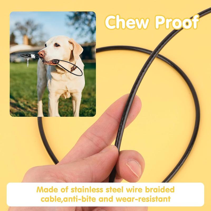 2 Pack Chew Proof Dog Leash,Extension Metal Cable Lead,Heavy Duty Dog Leash Extender Non-Tangle Connect for Small Dogs Walking,Training(Black) 1