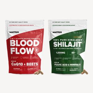 Blood Flow+ & Shilajit Capsules, Ultimate Bundle, Energy, Stamina & Vitality, 15-in-1 Science-Backed Formula, UK 3rd Party Lab Tested