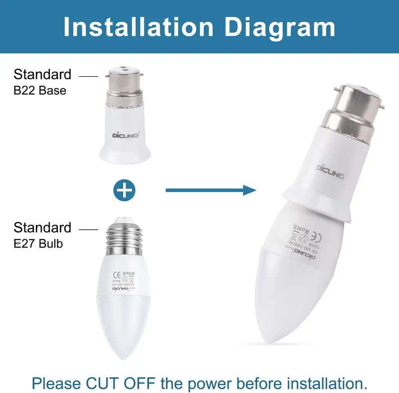 B22 to E27 Socket Converter, Socket Adapter, Bayonet to Screw Edison, BC to ES Lamp Base Adapter for LED Bulbs and Incandescent Bulbs and CFL Bulbs-2 Packs 3