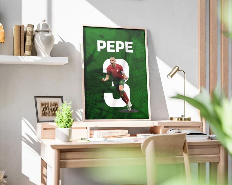 able Pepe Poster, Football Present for Pepe Lovers, Portuguese Soccer Legend, Portugal National Team Wall Art, 20x25 Centimeters, Unframe 2