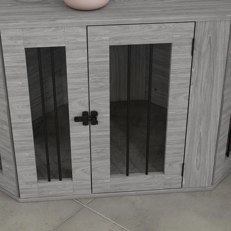 PawHut Dog Crate with Cushion, Conner Dog Crate Furniture, 104 x 55 x 63 cm, Grey 7