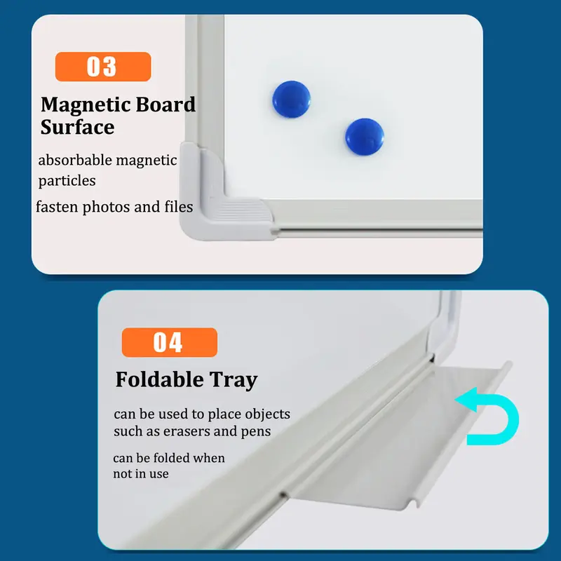 MAGNETIC WHITEBOARD SMALL LARGE WHITE BOARD DRY WIPE NOTICE OFFICE SCHOOL HOME-90*60cm 7