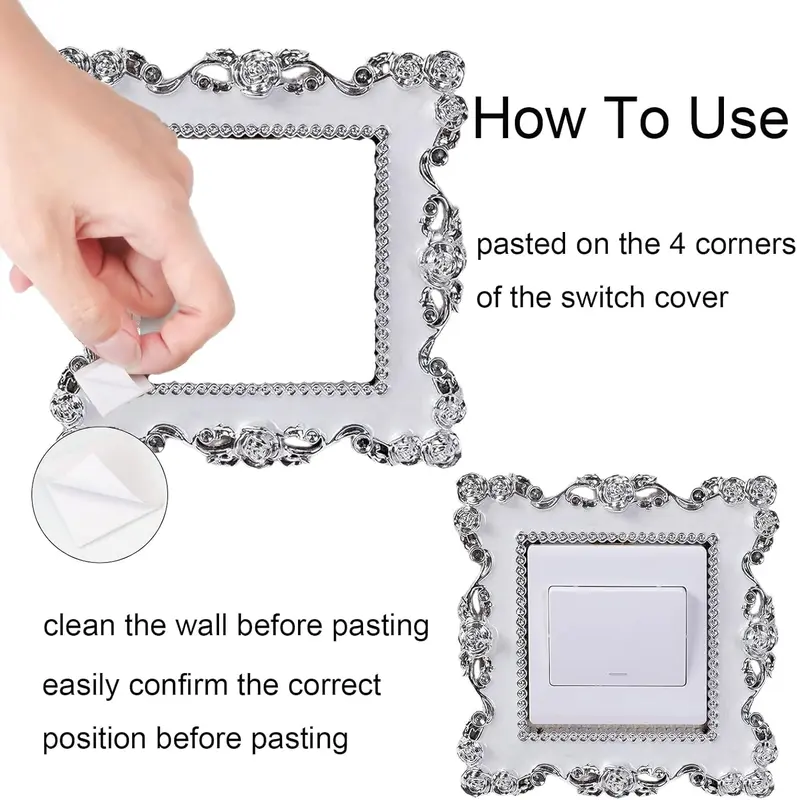 4Pcs Light Switch Surround, Light Switch Surround White, Light Switch Cover, Light Switch Covers Decoration Wall, Light Switch Cover Plates, for Living Room, Office, Home 1
