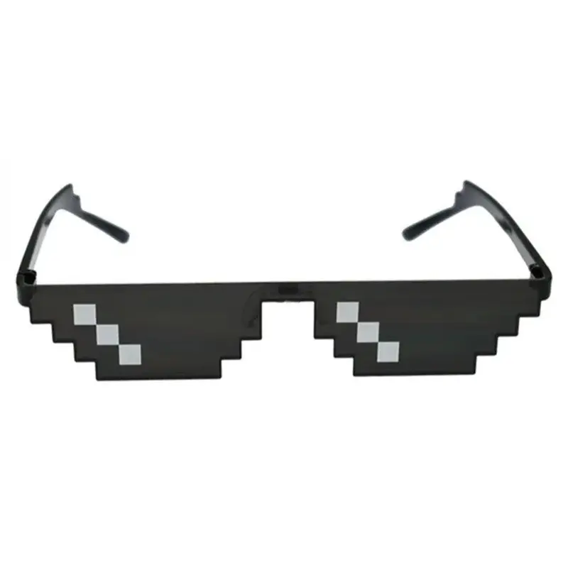 Mosaic Two-dimensional Pixel Thin Rimless Irregular Black Frame Fashion Glasses For Decoration 2