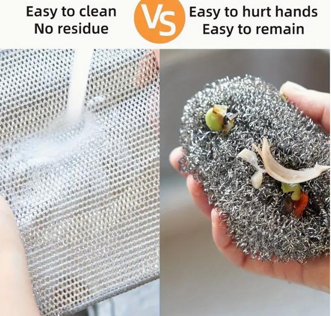 Product Introduction of 3 X wire Mesh Microfibre Cleaning Cloths Towels Kitchen Cleaning Scratch Free Set Steel 7