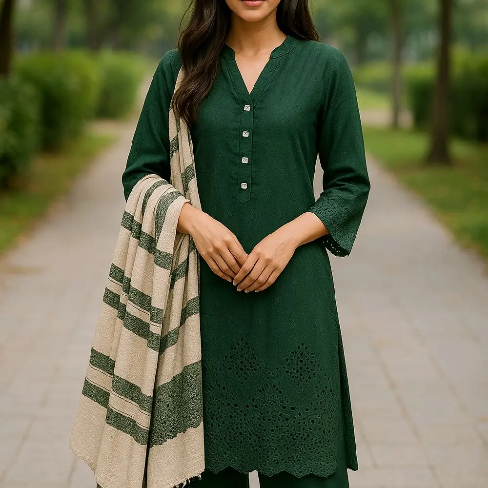 Womenswear Comfort Long Sleeve 3 Piece Suit for Winter mareena fabric designer dress