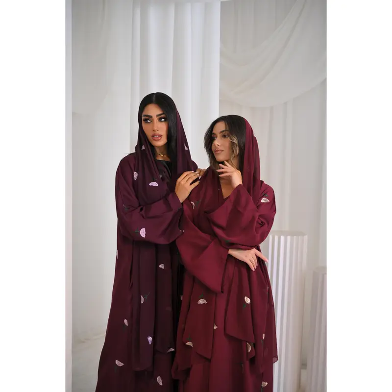 Yasmina Embroidery Buttoned Abaya 2