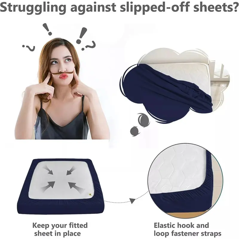 200 Thread Count 100% Egyptian Cotton Fitted Sheet - 16"/40cm Extra Deep Pocket Fitted Sheets & Pillowcases - Luxury Deep   Stretches Up to 16" Breathable, Skin-Friendly, Durable, Wrinkle Fade, Stain Resistant Soft Bed Cover Available in All UK sizes 1