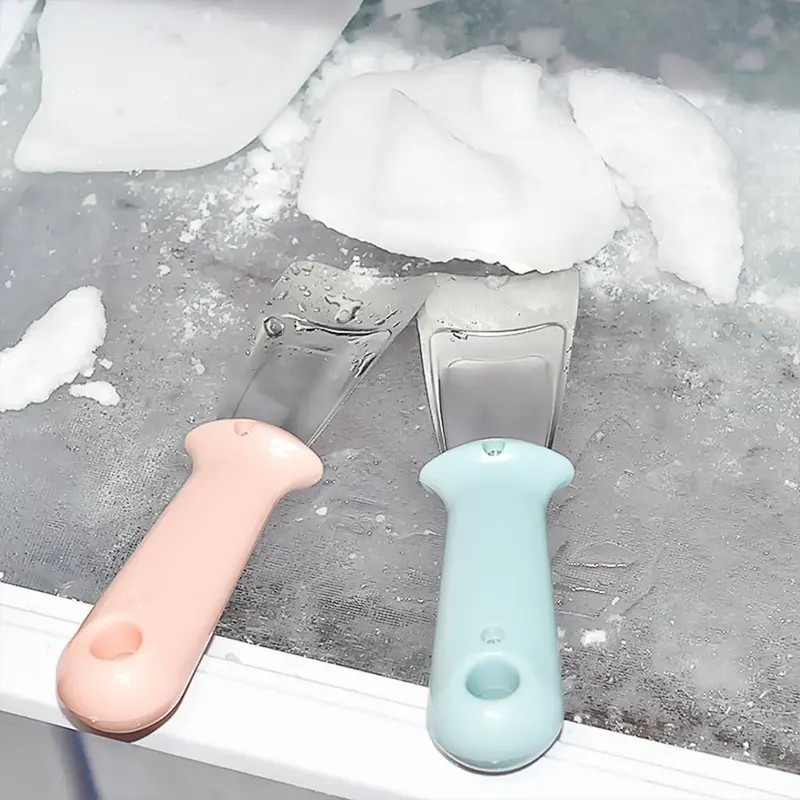 1 PACK Refrigerator Ice Shovel Freezer Kitchen Cleaning Spatula Stainless Steel ice Shovel Ice Remover Scoop Freezer Cleaning Shovel Ice Removal Accessories Utensils Pink 3