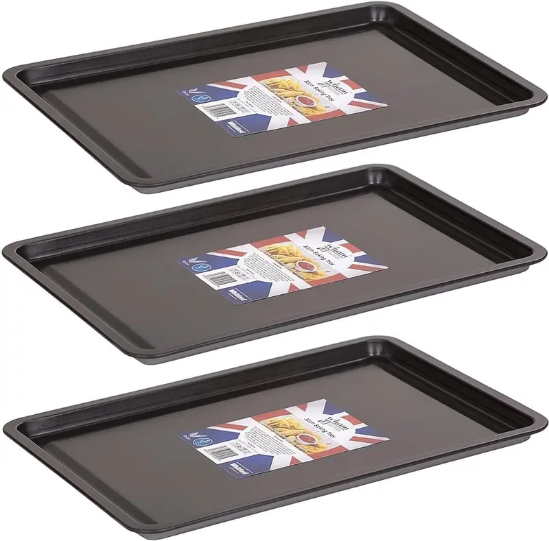 Non Stick Baking Trays for Oven Non Stick, Set of 3 Baking Trays, Baking Sheet, Oven Trays, Cooking Tray, Baking Tray,(32x23x1.5 cm) 0