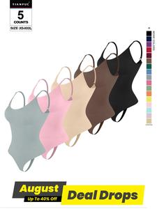 Women's Solid Adjustable Strap Shapewear Bodysuit, Tummy Control Spaghetti Strap Slim Shaper, Seamless Shapewear for Women, High Waist Shaping Fabric Underwear for Women