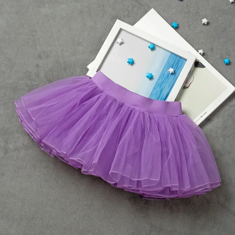 Girls Ballet Tutu Skirts Pink Kids Fluffy 4 layer Soft Yarn Tulle Skirts White Elastic Ballet Leotard Skirts 3