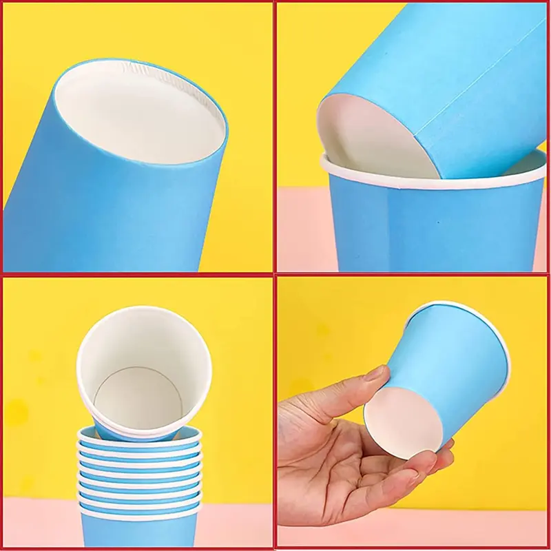 60 Pack Disposable Paper Cups, 250ml Multi Coloured Party Cups, Disposable Drinking Cups, Biodegradable and Compostable Cups for DIY Holiday Wedding Birthday Party Supplies 2
