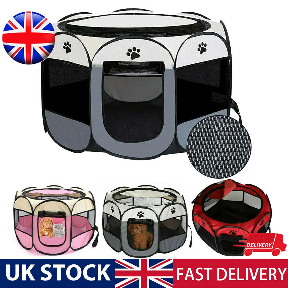 Soft Foldable Fabric Dog Crate Cat Cage Pet Portable Travel Puppy Play Pen Tent Breathable and comfortable Large space Closed Folding Pet Tent Octagonal Cage Cat delivery room Dog Reproduction Box Pet Products Pet House