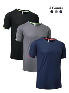 Men's Colorblock Sports Tee, Quick Drying Breathable Crew Neck T-shirt, Casual Comfortable Top for Gym Workout Running, Fitness Men's Dry Fit Sport & Outdoor Clothing, Gym Wear, T-shirts for Men, Activewear