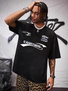 Men's Letter Print Short Sleeve Tee, Casual Breathable Round Neck T-shirt for Summer, Fashion Men's Top for Daily Wear