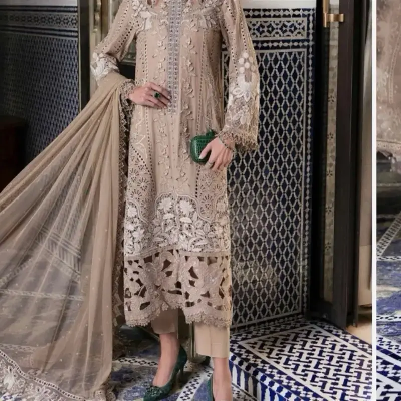 Maria b new arrival mocha embroidered and embellished outfit 1