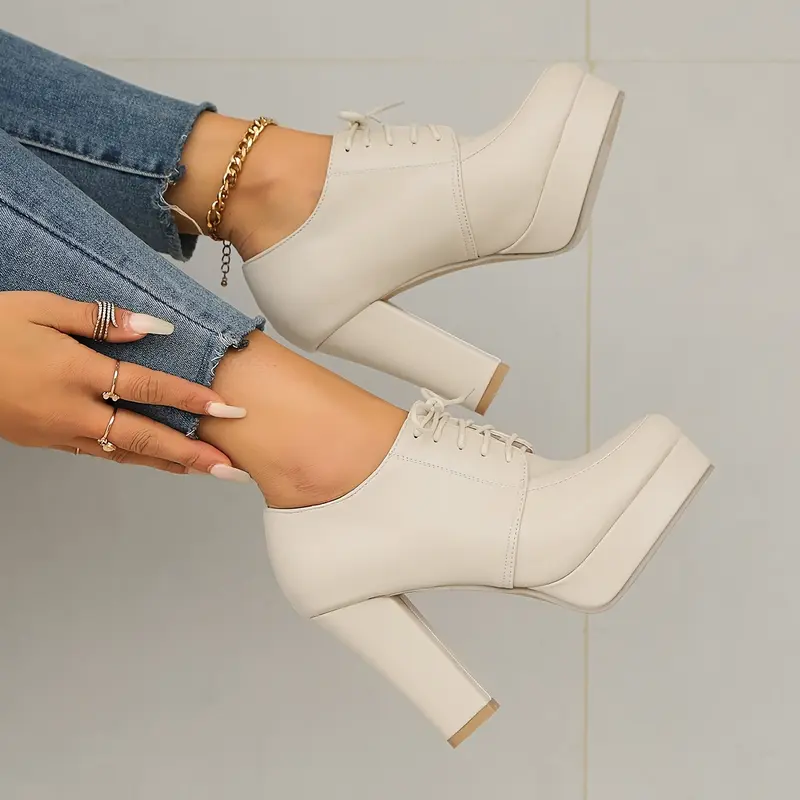 Spring New Women'S Mary-Jane High Heel Shoes with Round Toe and Block Heel, Elegant Style, All-Season Wear, Breathable Design, Solid Color, Man Made Materials, Hand Wash or Professional Dry Clean 3