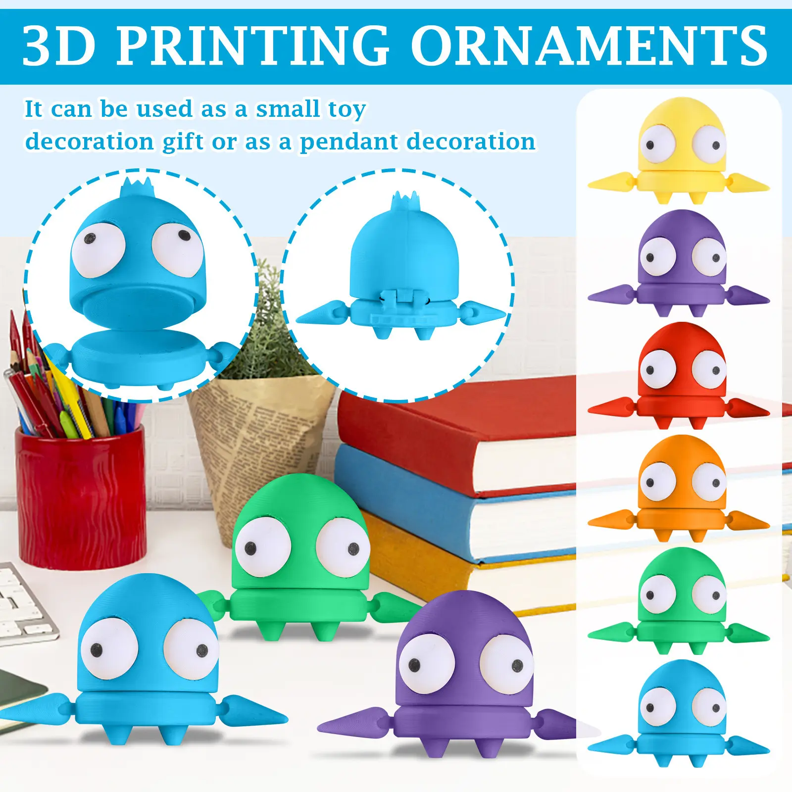 Toys 3d Printing Cute Ornaments Funny Squatting Desktop Ornaments Repo Game Ornaments Posture Big Eyed Monster Toys Gifts