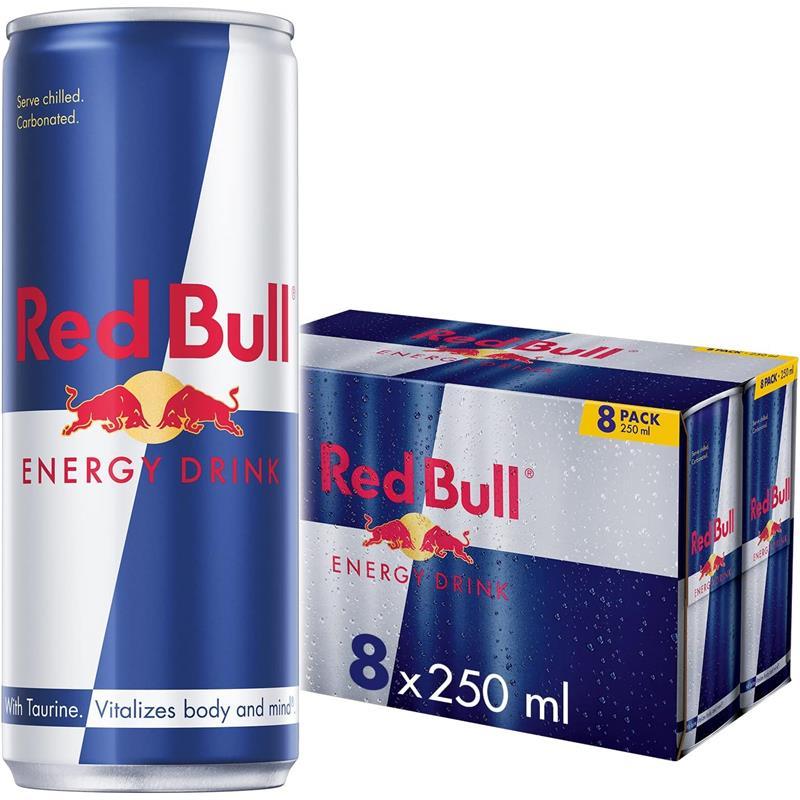 Red Bull Energy Drink 250 ml - 8 Pack for Vitality and Performance 0