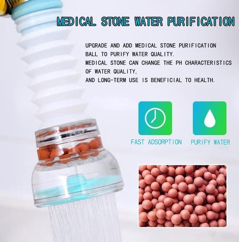 360°Rotating Faucet Nozzle Water Filter Filter Sprayer Faucet Water Saving Device Pressurized Shower Faucet Accessories Household Kitchen Faucet Filter Silicone Extender Clean 5