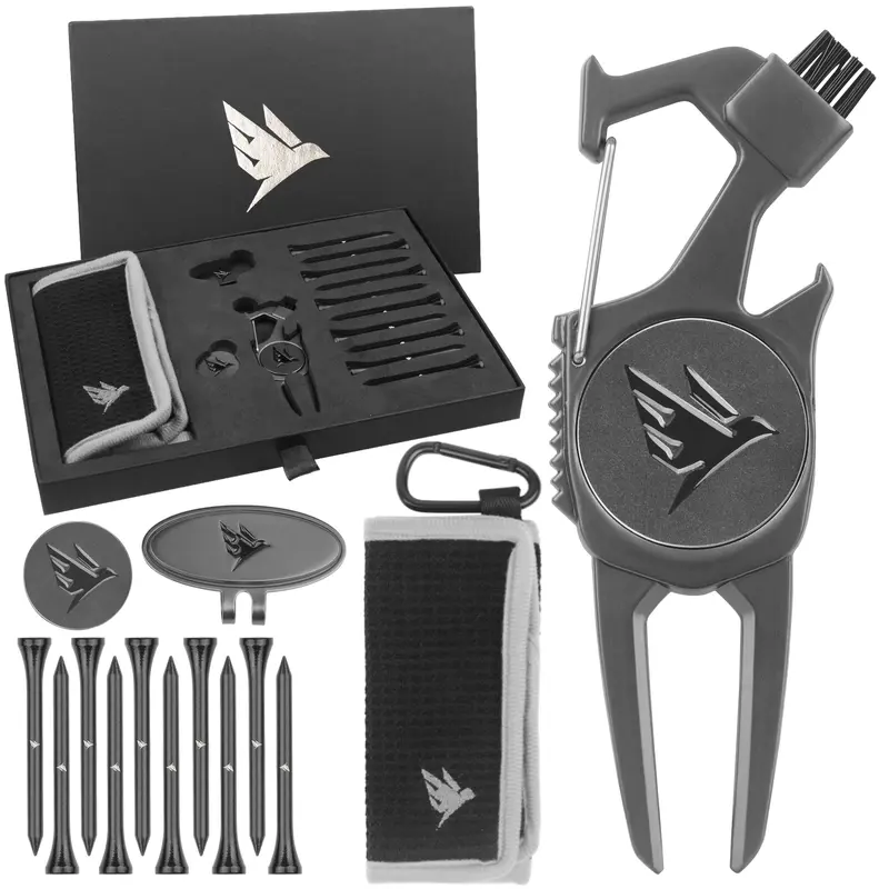 SWIFTEE Premium Golf Gift Set - The Signature 7-in-1 Multi-Tool for Golfers + Complete Accessory Pack (Tees, Ball Marker, Hat Clip, Pouch Towel) - Perfect Golf Fathers Day Gift 1