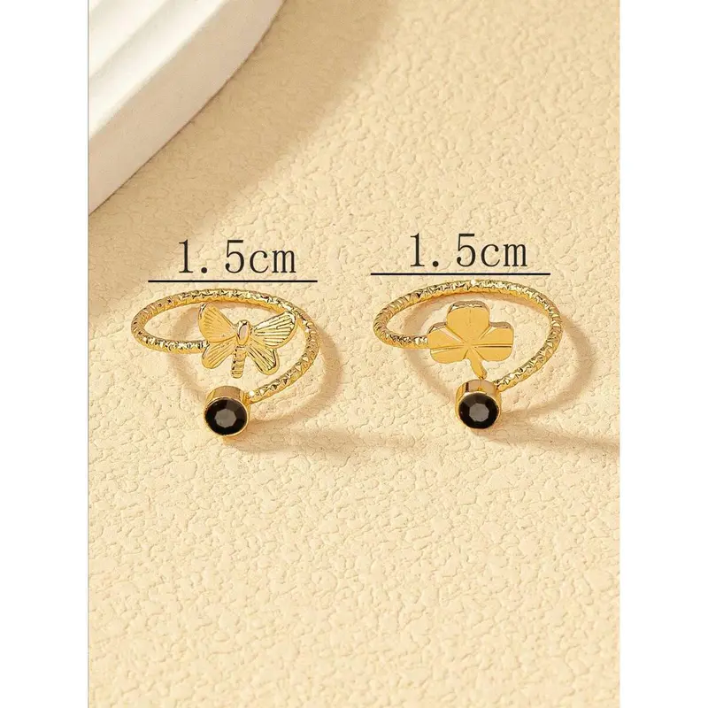 2-Piece Set Butterfly & Leaf Inlaid Foot Rings – Perfect for Beach Vacations 3