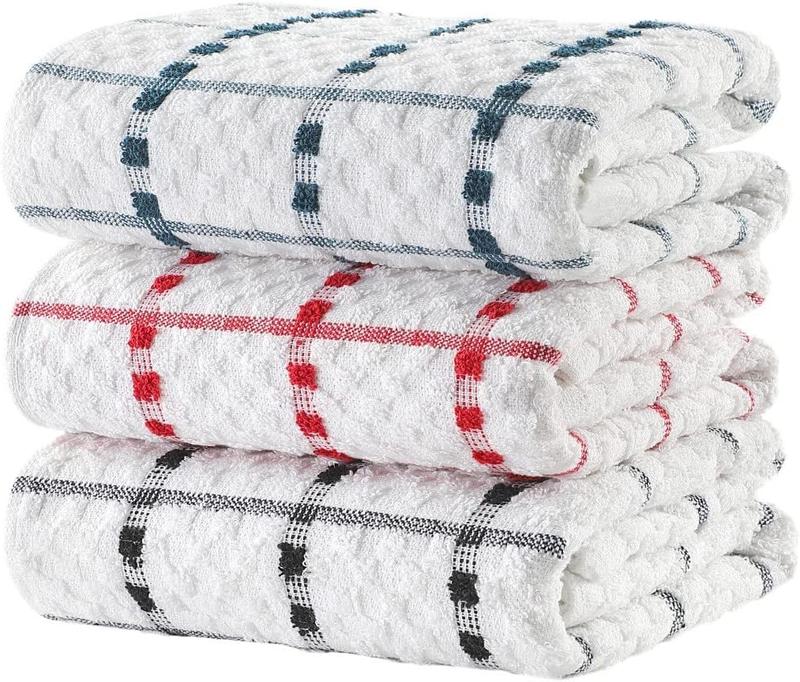 Tea Towels Extra Large 70 X 40 cm Kitchen Towels Set -  Cotton Terry Towelling Soft Absorbent Lint Free Kitchen Cloth Dish Towels and Bar Towels Assorted Colors 3