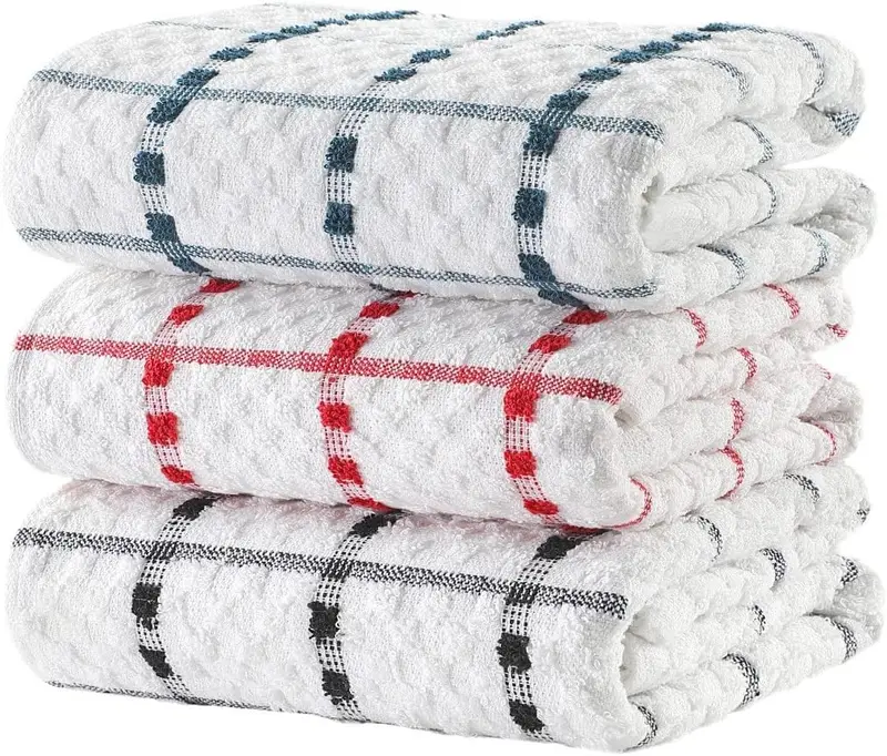 Tea Towels Extra Large 70 X 40 cm Kitchen Towels Set -  Cotton Terry Towelling Soft Absorbent Lint Free Kitchen Cloth Dish Towels and Bar Towels Assorted Colors 3